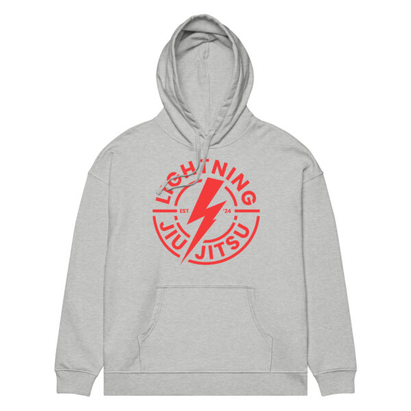Red Logo - Lightning Jiu-Jitsu - Unisex Organic Relaxed Hoodie - Image 2