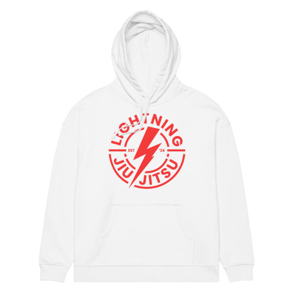 Red Logo - Lightning Jiu-Jitsu - Unisex Organic Relaxed Hoodie - Image 3