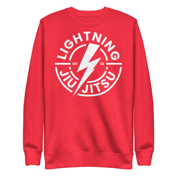 White Logo Lightning Jiu-Jitsu - Unisex Premium Sweatshirt - Image 3